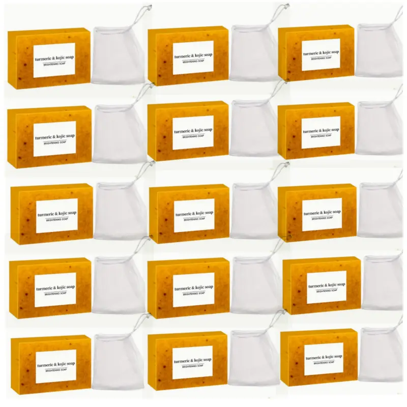 Lemon Turmeric & Kojic Acid Soap Bar, Summer Acne Face & Body Wash for Men & Women, Daily Skincare Cleanser Sets with Soap Saver Bags, Christmas Gift summerwins DealsForYouDays