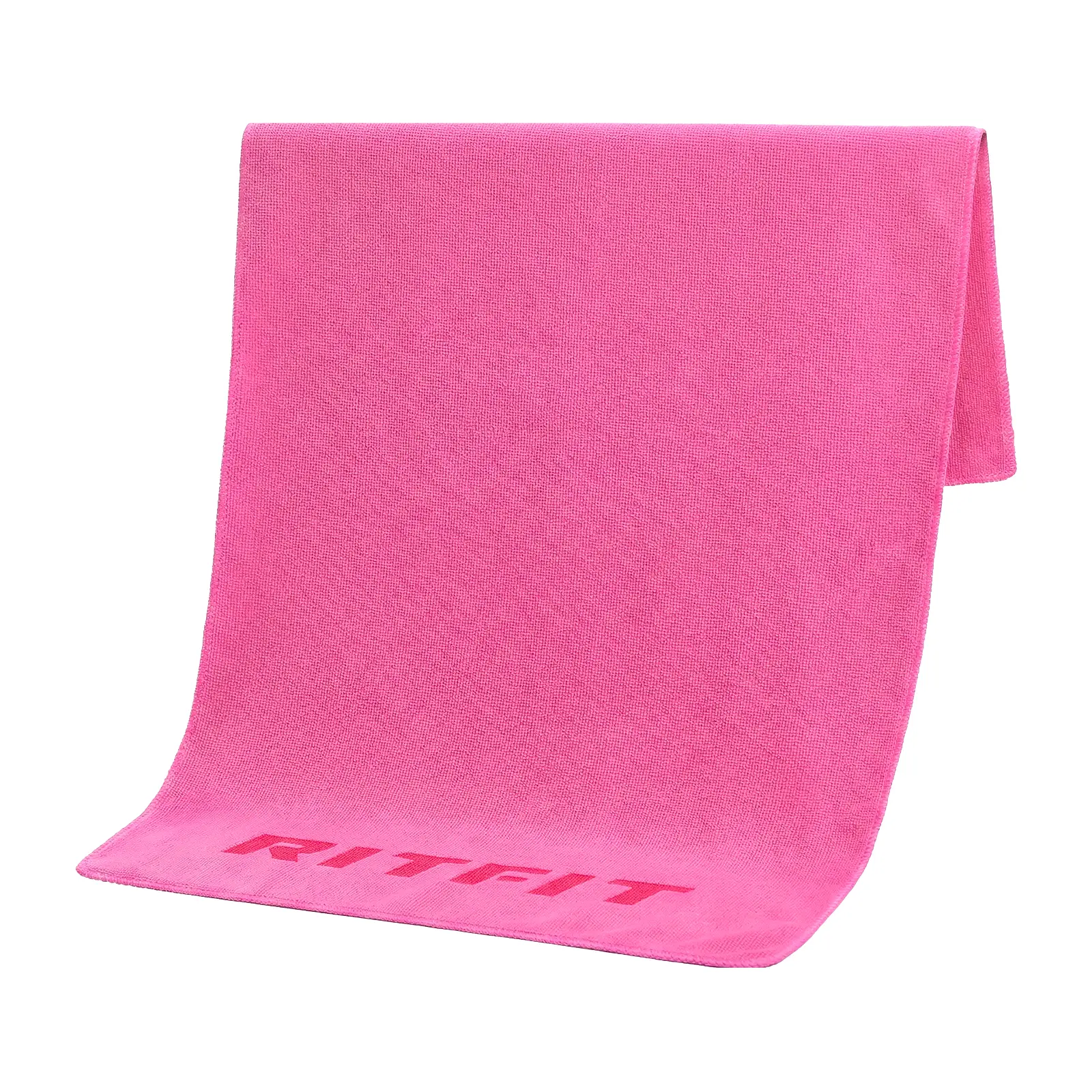 RITFIT Unisex Rectangle Quick Drying Towel - 80x40cm Solid Colors Soft Polyester Microfiber, Water Absorbent Workout Towel for Gym Training, Pink/Gray