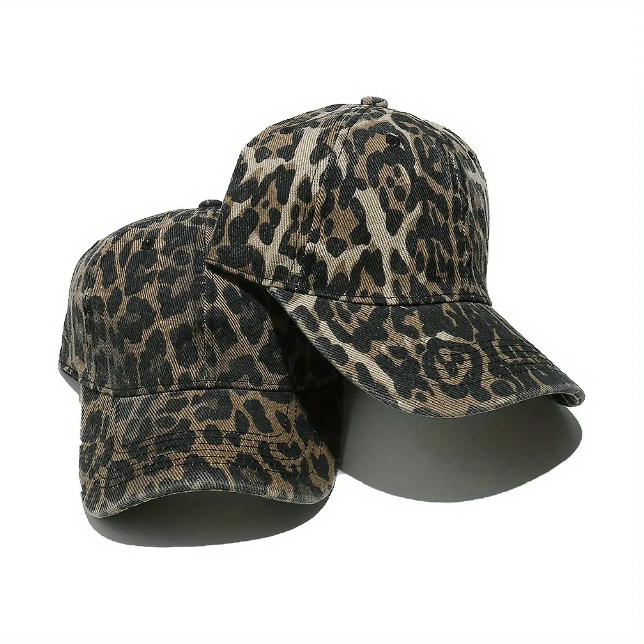Female 2025 Spring/Summer New Wool Blend Leopard Print Baseball Cap - Adjustable Snap Streetwear Hat, Fashionable Versatile Sun Hat Accessory, Fashion Accessory, 21% (Inclusive) - 30% (Inclusive)