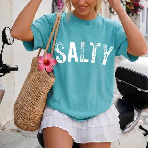 Comfort Colors Salty T-Shirt, Retro Summer Beach Tee, Women Favorite Top, Apparel, Today Shirts, Summer Outfits Gift For Women Womenswear Streetwear