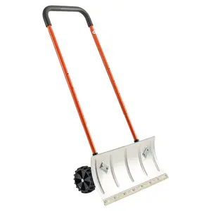 VEVOR Snow Pusher Shovel with Wheels, 37.8 in Wheeled Snowplow Shovel with Bi - Directional Angled Blade 90 Adjustable Handle, Durable Plastic Winter Shovels, Portable Snow Removal Tool for Driveway