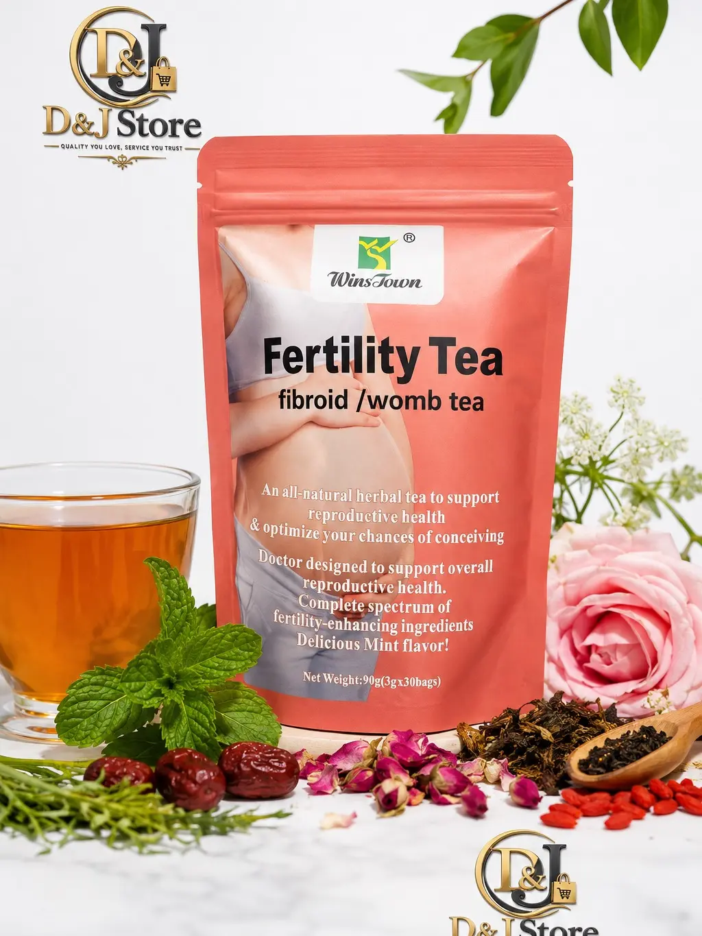 D&J  Femine Herbal Fertility Tea Womb Tea , Healthcare Supplement Wellness