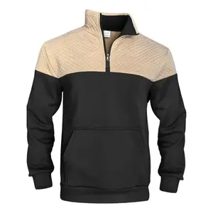 Men’s autumn–winter patchwork zip-up hoodie with a stand collar; fashionable commuter sportswear; new warm men’s pullover; Christmas gift; spring statement GARMENTARY