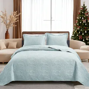 3pcs Quilt Set-Ultra-Soft Lightweight Bedspread, Modern Coin Pattern All-Season Coverlet with 1 Quilt&2 Pillow Shams