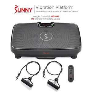 SUNNY High Intensity Vibration Plate 265 LB 99 Levels for Home Gym Training Equipment Exercise Whole Body Workout for Fitness Machine with Resistance Bands & Remote Control Adjustable Non-Slip Surface for Lymphatic Drainage Office Vibration Platform