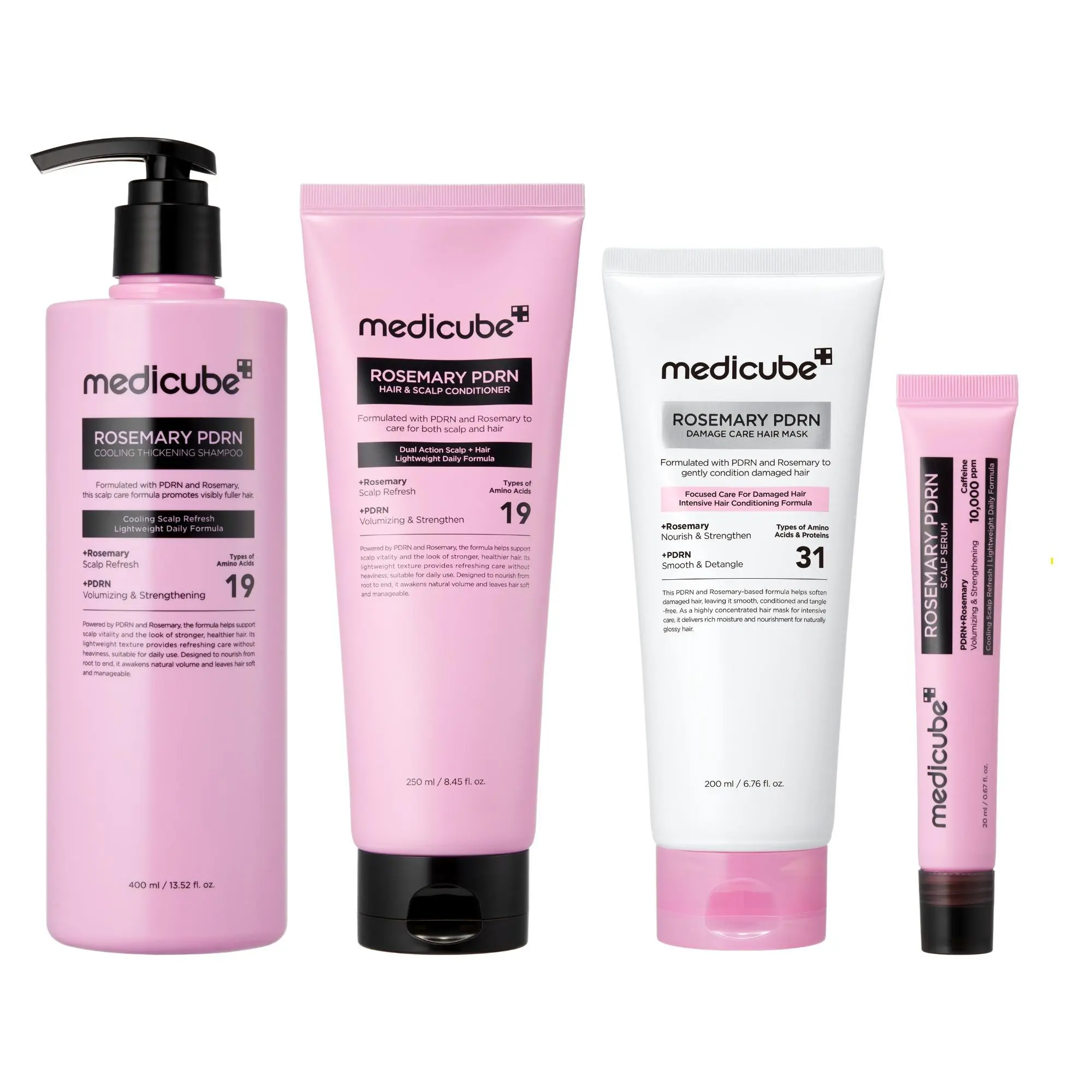 [NEW] [medicube] Rosemary PDRN Scalp-to-Hair Strengthening Set | Includes Shampoo, Conditioner, Hair Mask, Scalp Serum | Hair Thinning Care Set for Dry & Oily, Damaged, Frizzy Hair, Oily Flaky-looking Scalp | Korea Hair Care