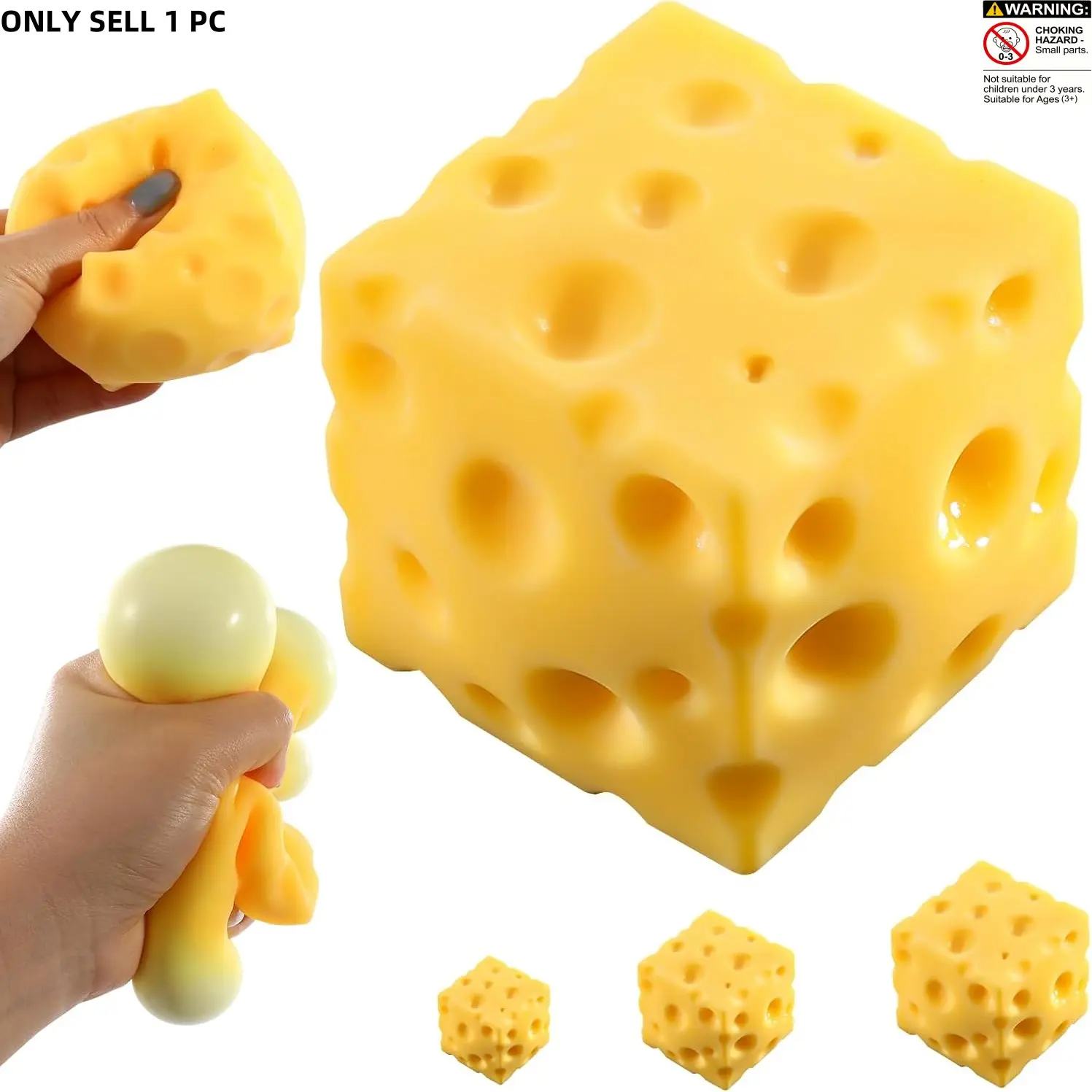 Cheese Squeeze Toy, Soft Novelty Toy, Rebounding Sensory, Sensory Stress Reliever, Stress Relief for Kids & Adults, Food Theme Squishy Toys, Model Rjc-020
