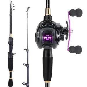 Sougayilang Telescopic Spincast Fishing Rod and Baitcasting Reel Combo Kit, Easy-to-Carry Fishing Equipment for Travel Outdoor Use