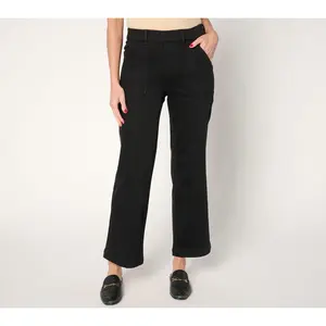 Isaac Mizrahi Live! Regular Black Denim Straight-Leg Utility Jeans
