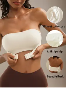 Women's Strapless Wirefree Bra, Anti-Slip Support Sports Bralette, Invisible Tube Top, Front Closure, Lightweight No Padding, Comfort for All Occasions