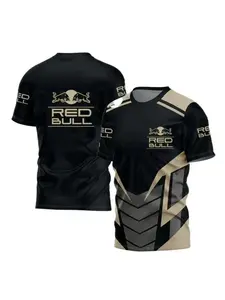 Popular Cool RED BULL Men's Motorcycle T-shirt 3D Printed Short Sleeved Oversized Men's T-shirt Men's Top Short Sleeved Shirt T-shirt