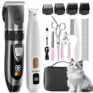 KALHELA Dog Clippers and Paw Trimmer Kit 2 in 1 Low Noise Cordless Grooming Set for Small & Large Dogs Cats with Versatile Trimming Tools