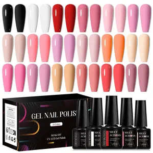 Gel Nail Polish Set, 18pcs/set Neutral Nude Pink Glitter Skin Tone Gel Polish for Nails, UV LED Need Lamp Cure Nail Art Decorations Manicure DIY Salon Gift, Christmas Gift
