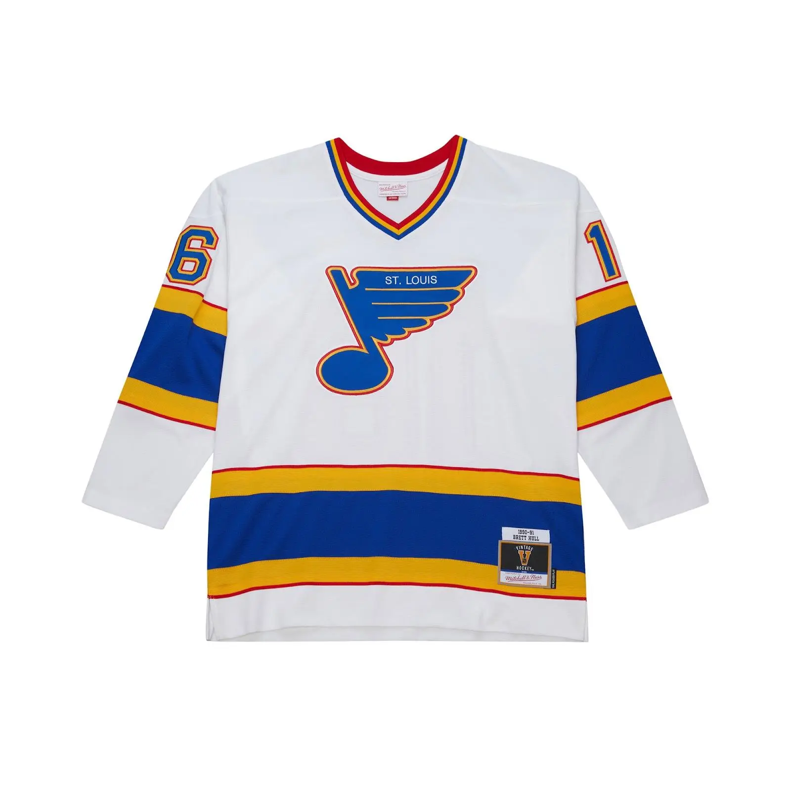 Brett Hull St. Louis Blues 1990-91 White Power Play Jersey NHL Throwback Hockey Fan Gear Mitchell & Ness