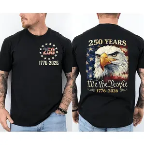 250 Years America Patriotic USA Flag 250th Anniversary 1776 2026 2 Sided T-Shirt