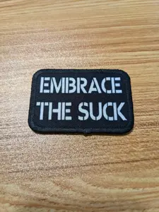 EMBRACE THE SUCK army military navy funny 2"x3" morale patch with hook and loop backing green background