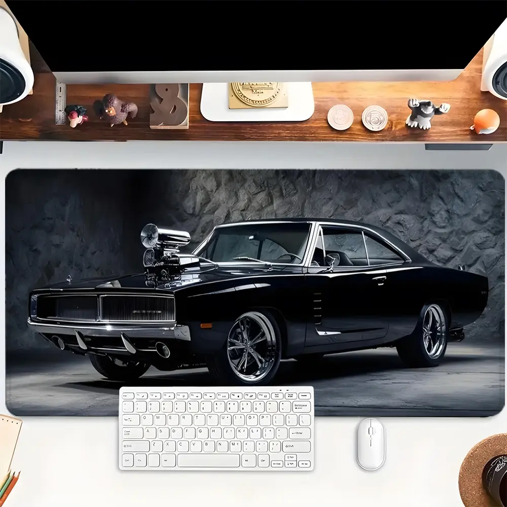 Vintage Car Mouse Pad, Retro Automotive Art Desk Mat, Extended Xl Mousepad, Non-Slip Stitched Edge, Multicolor, 35.4x15.7 Inches, Rubber BaseVintage Car Mouse Pad Retro Automotive Art Desk Mat Extended XL MousePads Office Desk Accessories- Multicolor Non-