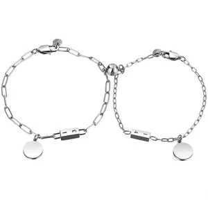 OIDEA 1314 Forever Magnetic Couples Bracelet Set, Stainless Steel Lucky Number Paperclip Chain Bracelets, His Hers Romantic Gift