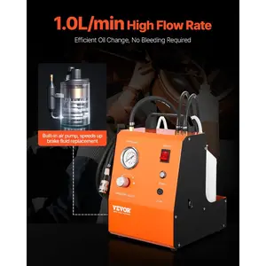 summervibes VEVOR Electric Brake Bleeder Kit, Professional 110V Brake Master Cylinder Bleeder Kit with Pressure Gauge Built-In Air Pump, Versatile Brake Bleeder Adapter Set for Both DC AC Power