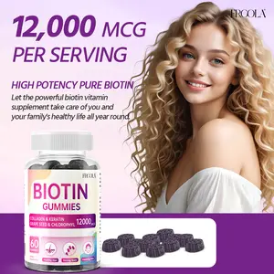 12000MCG Biotin Gummies for hair growth, nail health & skin health-Biotin, Collagen, Grape Seed, Chlorophyll, Keratin - Non-GMO & Gluten-Free