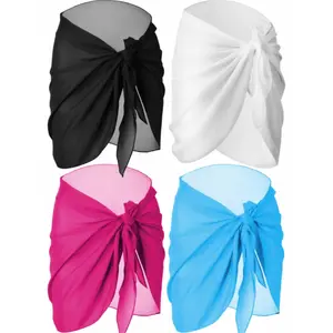 4 Pcs Sarongs Coverups for Women Swimsuit Wrap Skirt Beach Bikini Bottom Cover up Short Skirt Chiffon Cover Ups for Swimwear