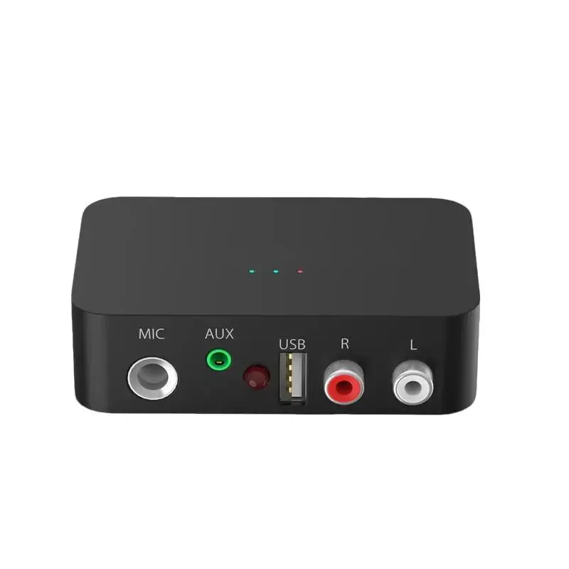 Bluetooth 6.0 Audio Receiver, Wireless Audio Adapter with RCA AUX USB MIC Port, Dual Phone Pairing U-Disk Playback Stereo Audio Box for Old Speakers Amplifier Karaoke