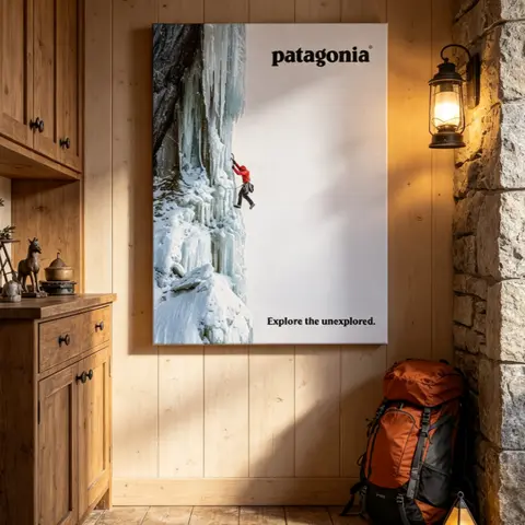 Patagonia Ice Climbing Exploration Poster - Adventure Ice Climb Art, Wall Decor Living Room, Unique Room Decor, Pictures for Bedroom Wall Accent, Home & Wardrobe Adornment