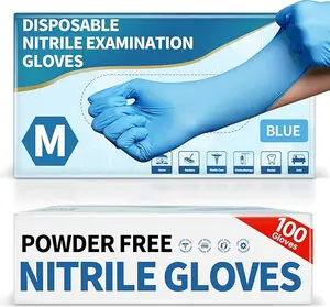 Premium Disposable Exam Gloves for Medical and Food Use, Comfortable Protective Hand Covering for Laboratory, Cooking, and Cleaning Tasks, Blue, 100 Count, 4.5 Mil Thickness
