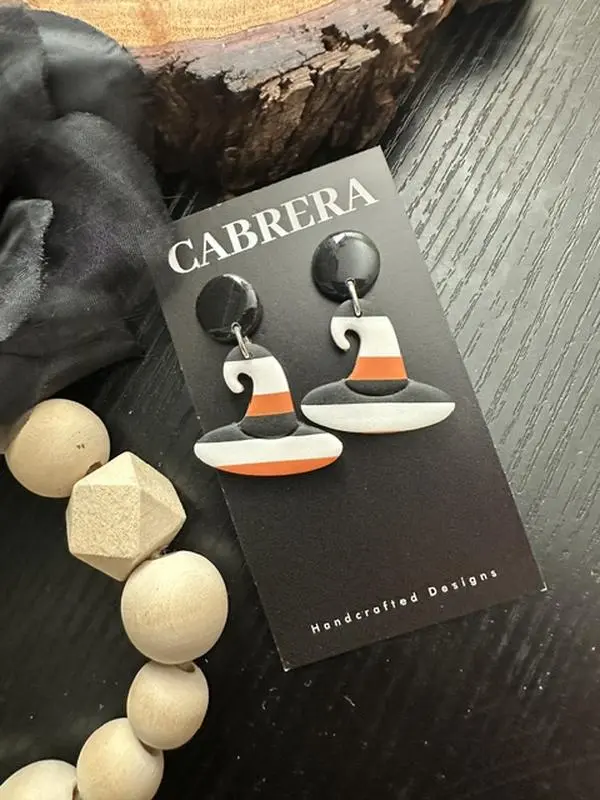 Hocus Pocus Handmade Polymer Clay Dangle Earrings, Lightweight Statement Earrings for Women