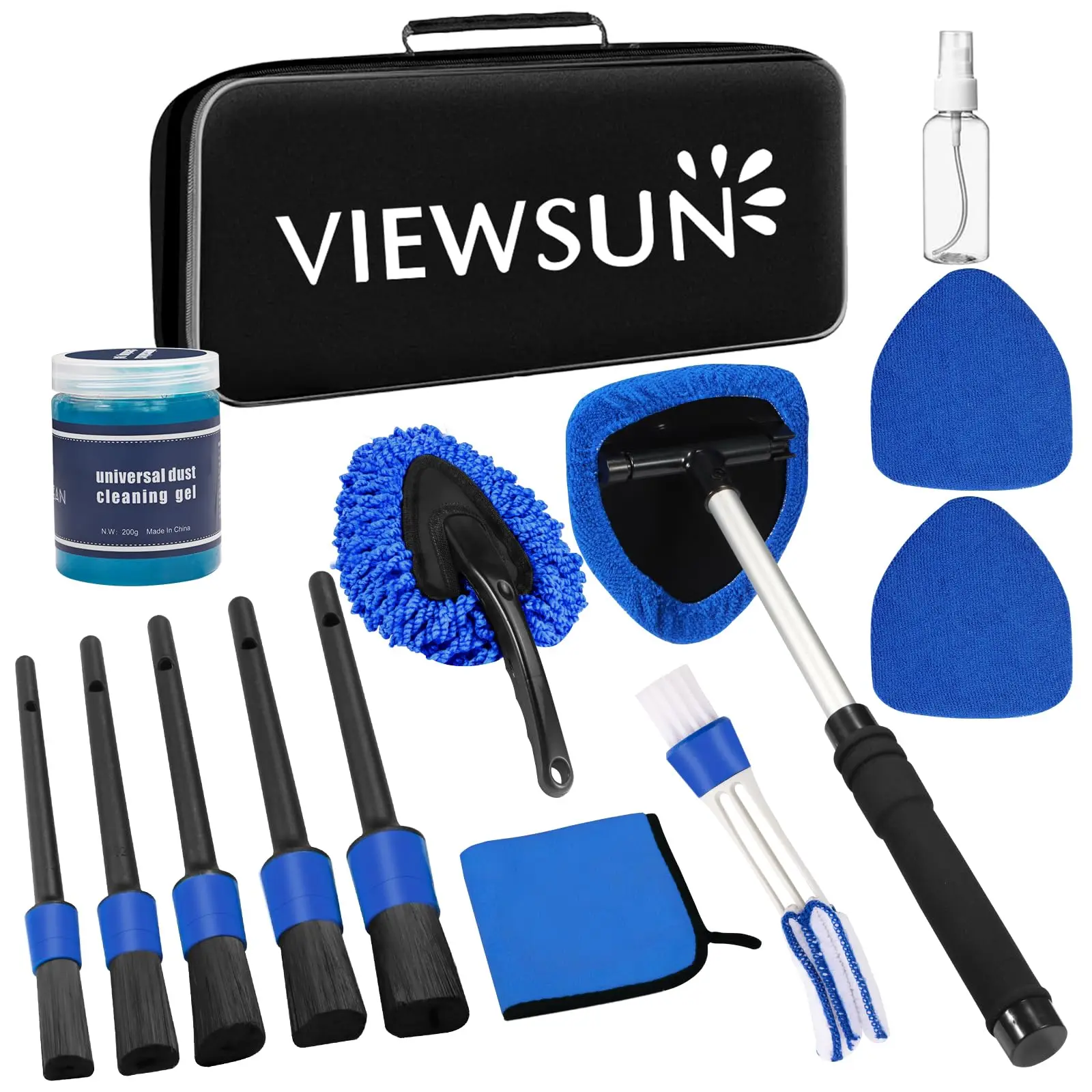 【summerfinds】Viewsun Windshield Cleaner Tool, 14Pcs Car Interior Cleaning Kit, Car Detailing Kit Interior Cleaner, Car Detailing Brushes, Car Cleaning Gel, Inside Cleaning Supplies Accessories for Women Men，Summervibes