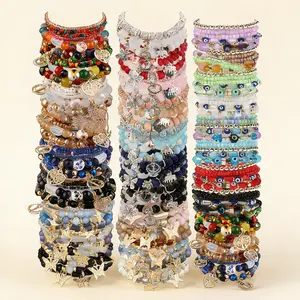 11/22/33pcs Bohemian Beaded Bracelets for Women - Multilayer Stackable Stretch Bracelets, Pastel & Vibrant Colors, Layered Beaded Design with Elastic Comfort Fit, Beach Festival Daily Jewelry Gift Set for S & Women