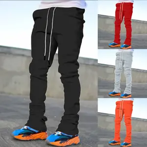Men's Casual Pants  Summer Solid Color New Design Custom Flare Sweat Pants Street Wear Men Pile Up Stacked Pants For Men