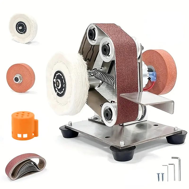 Mini Electric Belt-Sander Sanding Machine, 7 Speeds Portable Mini Bench Grinder Knife Sharpener for Metal Wood Working Sharpening Polishing,  Grinding Crafts Tool & Knife Making Model Jewelry DIY Leather belt sander mini belt Mini Electric craft tool