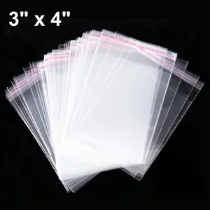 SJPACK 100PCS 3 x 4inch Clear Resealable Self Adhesive Cello Tape OPP Poly Plastic Bags multipurpose storage bag