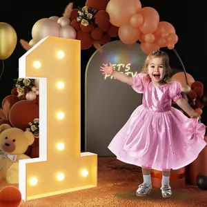 3FT Marquee Light Up Numbers for 1st 21st Birthday Decorations Anniversary Party Decor, Mosaic Numbers for Balloons Number 1, Marquee Letters, Pre-Cut Foam Board Kit