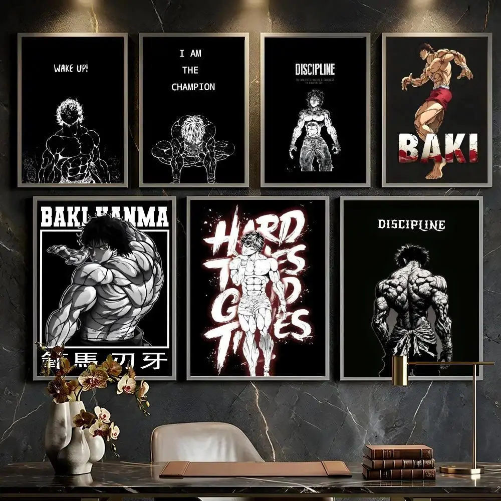 "Demon Back" Baki Hanma Anime Canvas Wall Art | Dark Aesthetic Hardcore Gym Motivational Poster | Fighting Spirit Decor for Man Cave & Home Gym