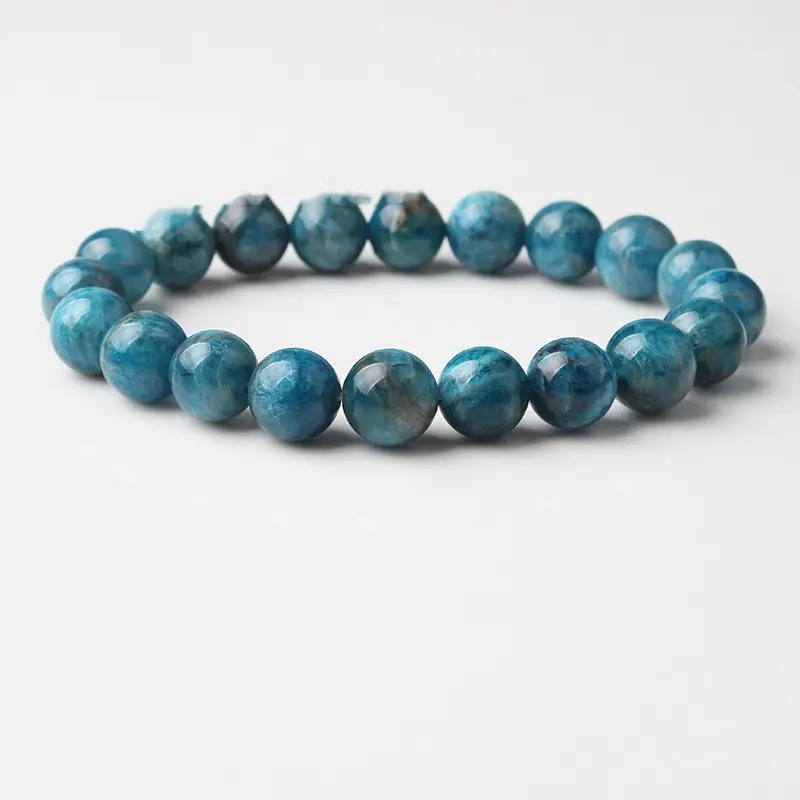 Natural Blue Apatite Bracelets for Men & Women Elastic Beaded Jewelry 4mm-12mm Anti-Fatigue Unisex Beads Bracelet