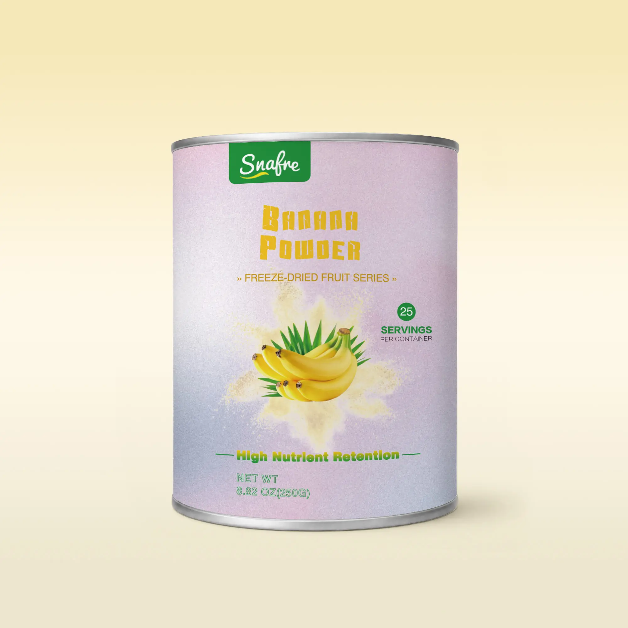 SNAFRE Freeze Dried Banana Powder 8.82 oz (250g) - 100% Real Fruit No Added Sugar Creamy Powder for Smoothies Baking & Oatmeal