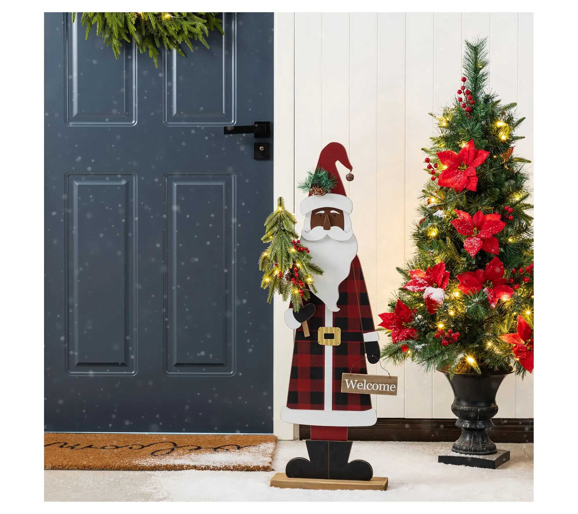 Glitzhome 36"H LED Lighted African Santa PorchSign with Timer Glitzhome 36"H LED Lighted African Santa PorchSign with Timer