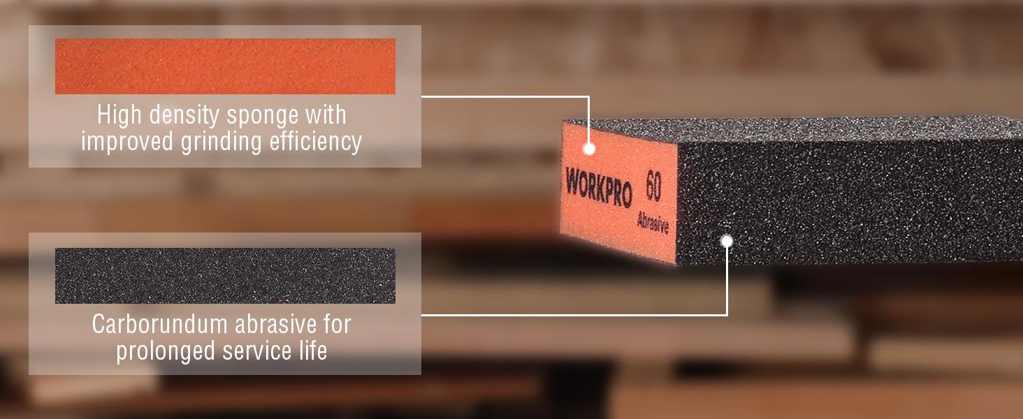#backtoschool WORKPRO Sanding Sponge, 8 Pack Wet and Dry Dual-use Sanding Block, 60/80/120/220 Grit Assortment, Reusable Sandpaper Block for Wood, Metal, and Drywall