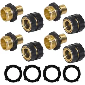 Garden Hose Quick Connector, 3/4 Inch Male and Female Garden Hose Fitting Quick Connector Rubber Washers Leak Proof Durable Aluminum