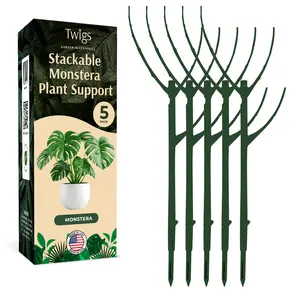 Twigs Garden Accessories - Stackable Plant Support Stakes for Indoor & Outdoor Plants - Monstera Green, 17", Stackable Twig