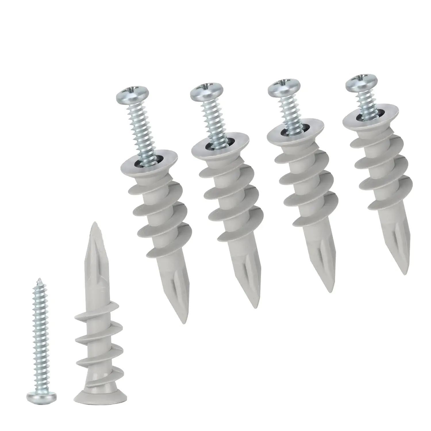 Self Drilling Drywall Plastic Anchors with Screws, Expansion Screws 40 count (20 Pairs)