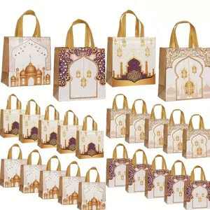 12/24 Ramadan Gift Bags, Eid Mubarak gift bags,Moon and Star Pattern, Reusable for Islamic, Muslim, Prayer, Party, Eid gifts, Islamic Celebrations, Festive Occasions
