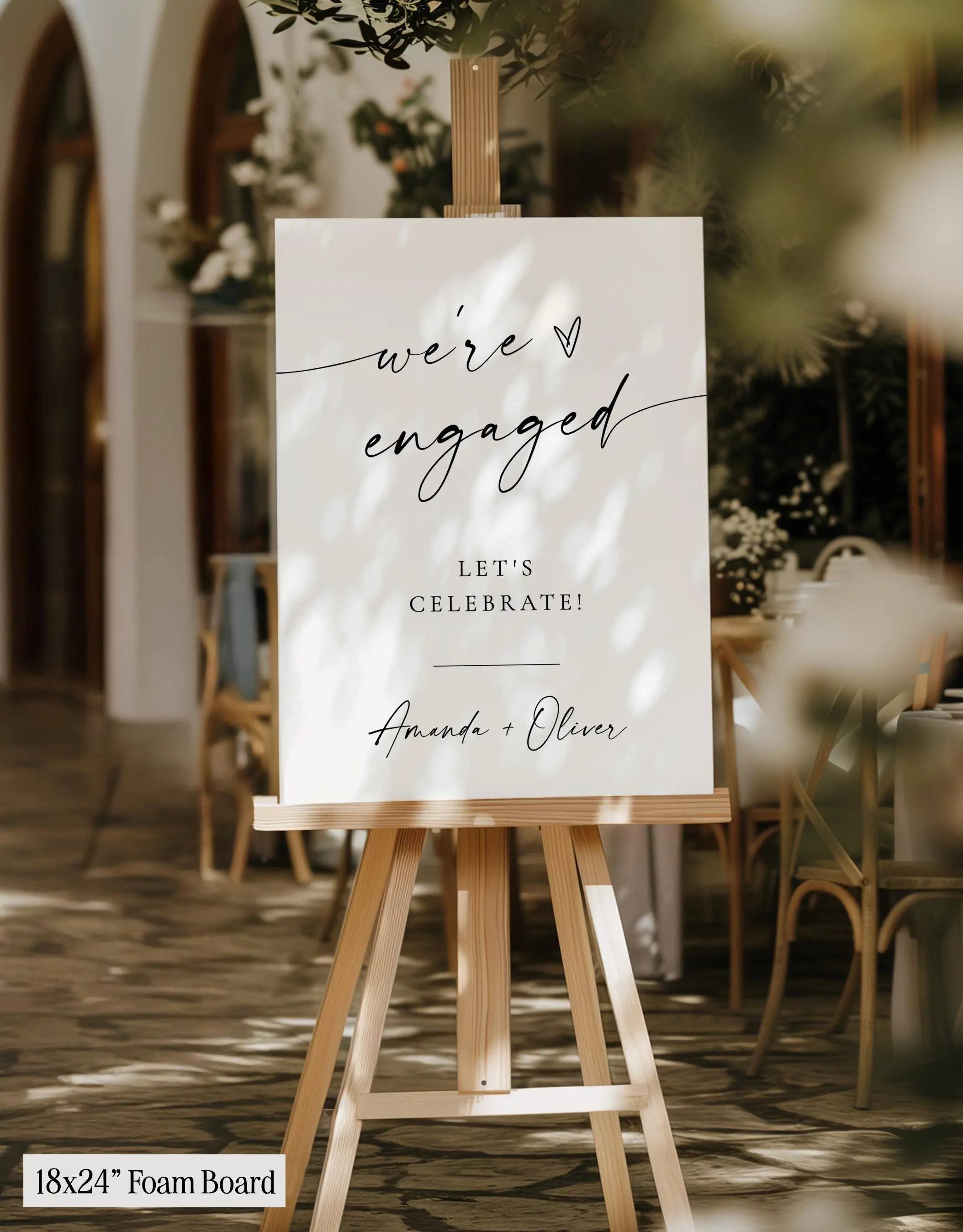Personalized We're Engaged Party Welcome Sign, Custom Name Foam Board Sign | 18x24 & 24x36 | Printed & Shipped, No DIY