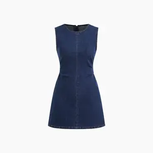 Cider High Stretch Denim Ruched Zipper Mini Dress