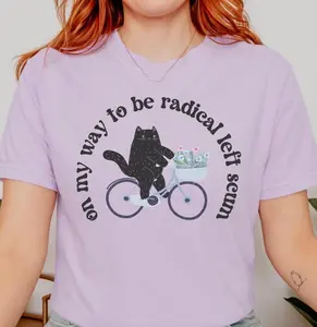 Radical Left Scum Comfort Colors Shirt , Cat On Bicycle Resistance Tee, Anti MAGA T-shirt
