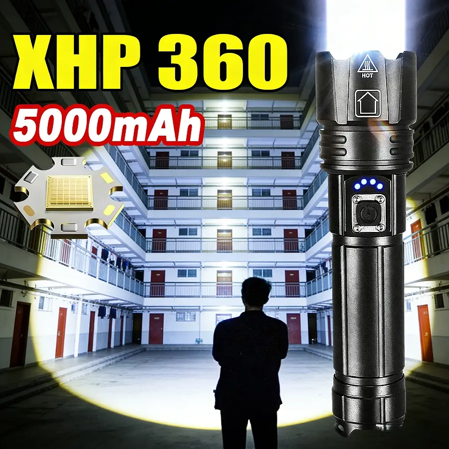 36LED High Power LED Flashlight, 3000 Lumens, High Lumen Flashlights, Rechargeable High Light Flashlight, Ipx65 Waterproof, Zoom-friendly, Ideal for emergency and camping