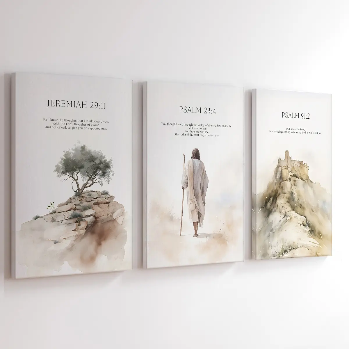 3Pcs Wooden Framed Jesus Wall Art, Decoration Items, Christian Bible Verse Canvas Posters, Ready To Hang, Waterproof Canvas Wall Art, Religious Artwork Wall Painting For Gift, Home, Dorm & Room Decor, Inspirational Wall Art