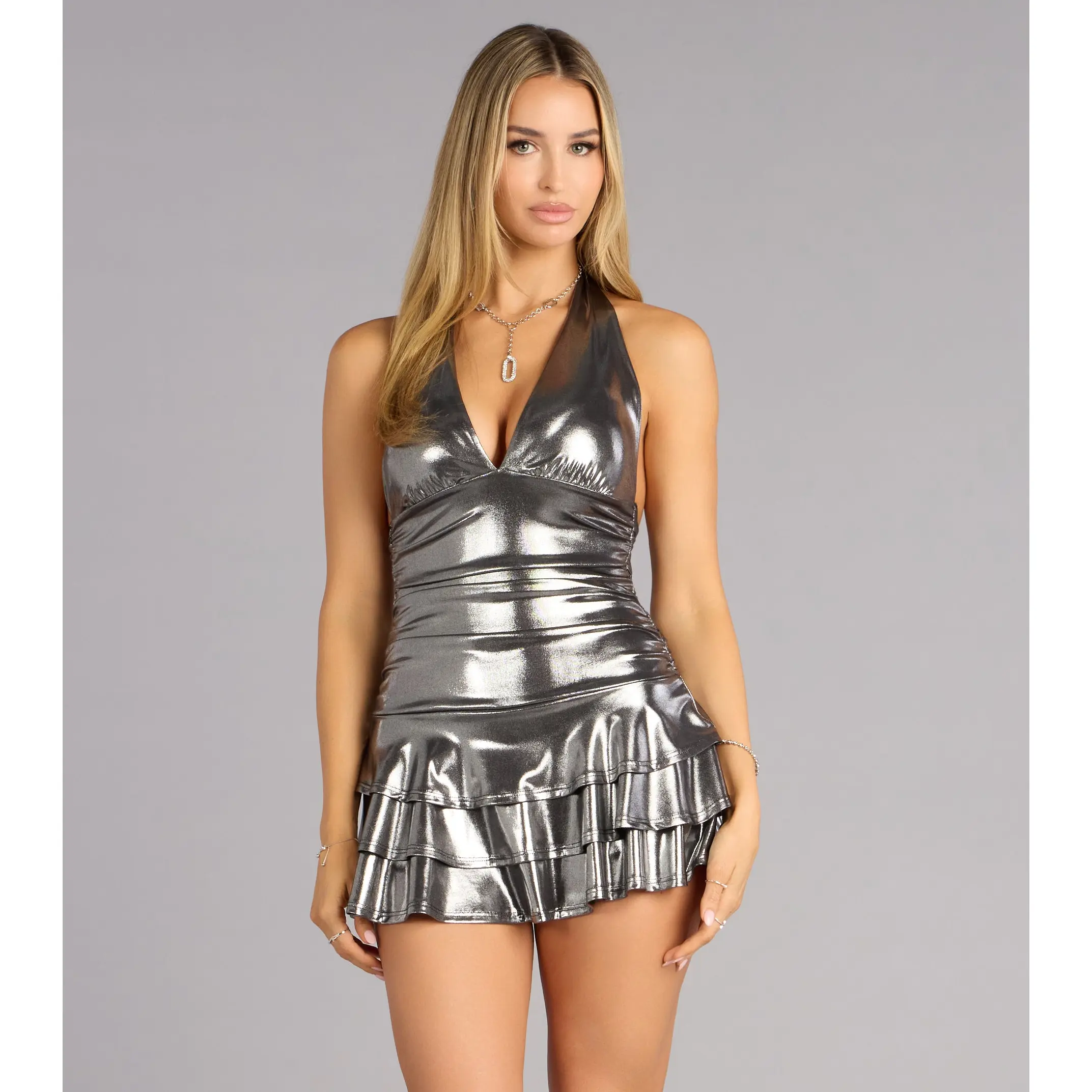 Shine Play Metallic Ruffle Romper